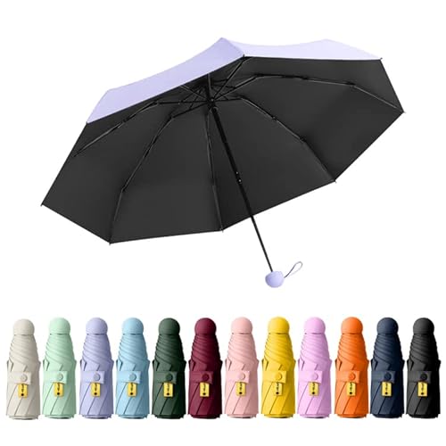 BOUBUI Ultraleichter Mini-Taschenschirm mit 8 Rippen, Windfest UV Schutz Regenschirm Faltbarer Reiseschirm für Sonne und Regen, UPF 50+ von BOUBUI