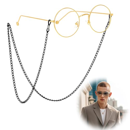 BOULESENM Brillenkette für Damen und Herren,70cm Brillenband Metallmaterial,Schwarz Brillenkette Herren,Brillenband Damen,für Lesebrillen, Sonnenbrillen und Sportbrillen-Modisches Accessoire von BOULESENM