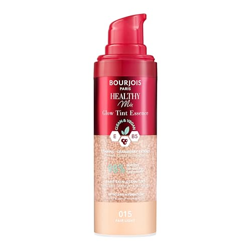 Bourjois Healthy Mix, 015 Fair Light, Glow Tint Essence, Filter-Effekt für nackte Haut, strahlendes Finish, feuchtigkeitsspendende Farbe, erfrischende Textur, vegane und cleane Formel, 30 ml von BOURJOIS PARIS