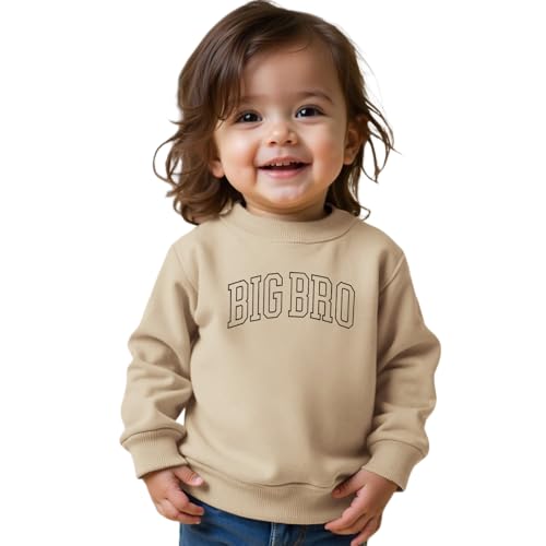 Big Brother Pullover Großer Bruder Sweatshirt Jungen Drucker Langarmshirt Baby Ankündigung Kleidung Neugeborenen Outfits Baumwoll Rundhals Babykleidung Warme Autumn Winter Pulli(Apricot,5-6Jahre) von BOUTIKOME