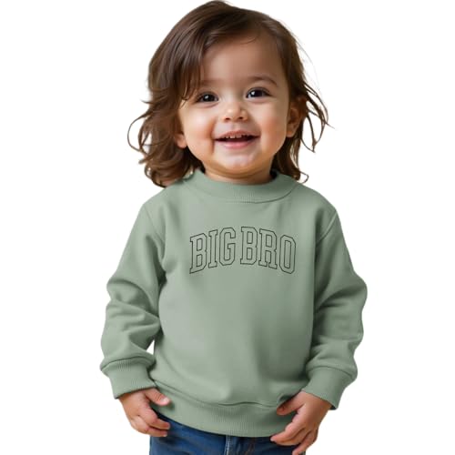 Big Brother Pullover Großer Bruder Sweatshirt Jungen Drucker Langarmshirt Baby Ankündigung Kleidung Neugeborenen Outfits Baumwoll Rundhals Babykleidung Warme Autumn Winter Pulli(Grün,3-4Jahre) von BOUTIKOME
