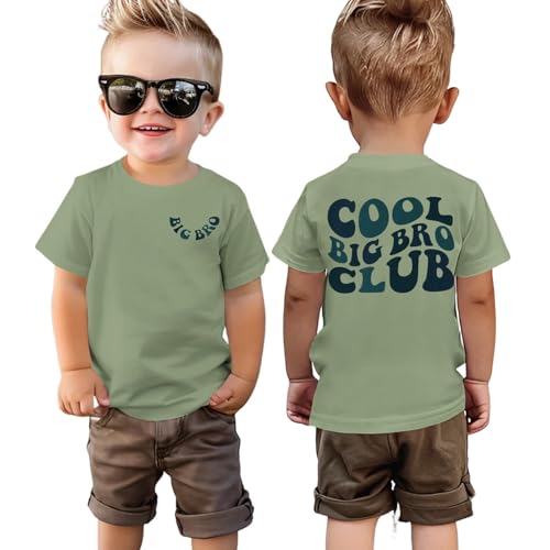 Cool Big Bro Club T-Shirt Big Brother Shirt Jungen Geschwister Tshirt mit Aufdruck Baby Kleidung Großer Bruder T-Shirts Sommer Kurzarm Tops Lustiges Baumwolle Hemd(Grün,18-24Monate) von BOUTIKOME