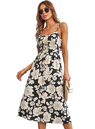 BOUTIKS Kleid Damen Sommer Elegant, Verstellbare Spaghetti Träger Kleider, Lässig Kleid Rückenfrei, Neckholder Kleid Damen, M von BOUTIKS