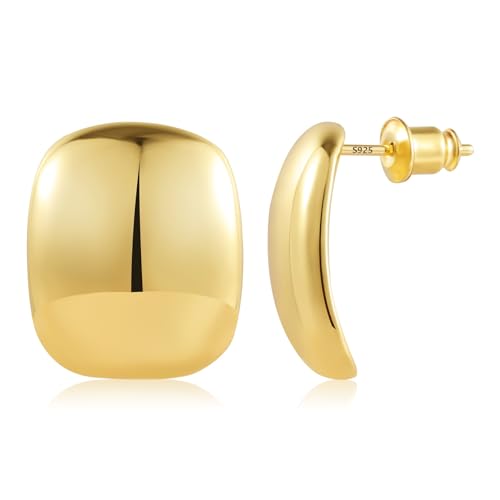 BOUTIQUELOVIN 14K Dupes Ohrringe Creolen Gold Damen Breit Vergoldete Ohrringe Geschenk für Frauen Freundin Mama Mädchen von BOUTIQUELOVIN