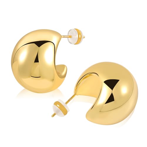 BOUTIQUELOVIN 14K Dupes Tropfen Ohrringe Gold Creolen Damen Breit Ohrringe Vergoldete Geschenk für Frauen Freundin Mama Mädchen von BOUTIQUELOVIN