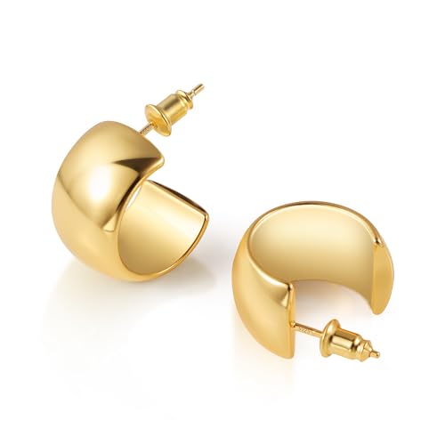 BOUTIQUELOVIN 14K Dupes Ohrringe Gold Creolen Damen Vergoldete Ohrringe Chunky Gold Hoops Geschenk für Frauen Freundin Mama Mädchen von BOUTIQUELOVIN