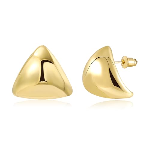 BOUTIQUELOVIN Dicke Tropfen Ohrringe Gold Dreieck 14K Statement Goldener Ohrringe Geschenk für Frauen Freundin Mama Mädchen von BOUTIQUELOVIN