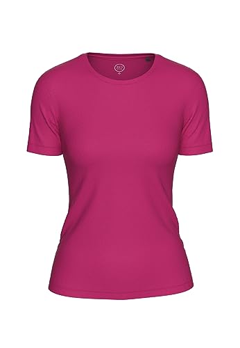 BOVIVA 10100 Damen Basic Rundhals (Round-Neck) Kurzarm T-Shirt/Jersey Tshirt Oberteile, Basics und Shirts aus Baumwolle einfarbig für den Sommer Venus royal pink,44 von BOVIVA