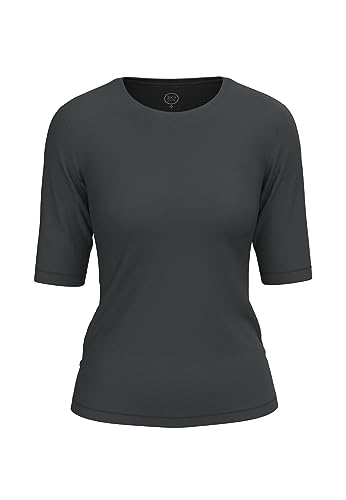 BOVIVA 10102 Damen Basic Rundhals (Round-Neck) Halbarm Kurzarm T-Shirt/Jersey Tshirt Oberteile, Basics und Shirts aus Baumwolle in Unifarben für den Sommer Venus Black,34 von BOVIVA