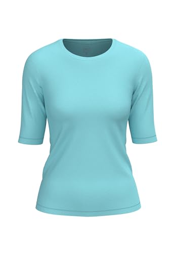 BOVIVA 10102 Damen Basic Rundhals (Round-Neck) Halbarm Kurzarm T-Shirt/Jersey Tshirt Oberteile, Basics und Shirts aus Baumwolle in Unifarben für den Sommer Venus Caribbean Blue,36 von BOVIVA