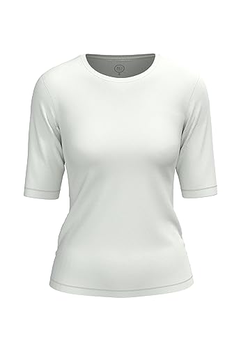 BOVIVA 10102 Damen Basic Rundhals (Round-Neck) Halbarm Kurzarm T-Shirt/Jersey Tshirt Oberteile, Basics und Shirts aus Baumwolle in Unifarben für den Sommer Venus White,34 von BOVIVA