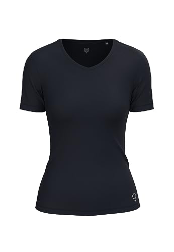 BOVIVA 20100 Damen Basic V-Ausschnitt V Ausschnitt Neck Kurzarm T-Shirt/Jersey Tshirt Oberteile, Basics und Shirts aus Baumwolle einfarbig für den Sommer Venus Marine Classic,40 von BOVIVA