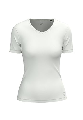 BOVIVA 20100 Damen Basic V-Ausschnitt V Ausschnitt Neck Kurzarm T-Shirt/Jersey Tshirt Oberteile, Basics und Shirts aus Baumwolle einfarbig für den Sommer Venus White,38 von BOVIVA