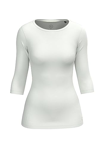 BOVIVA 30200 Damen Basic Boat Neck Uboot U Boot Ausschnitt Boatneck 3/4 arm dreiviertelarm T-Shirt Oberteile Shirts aus Baumwolle einfarbig Sommer Venus White,34 von BOVIVA