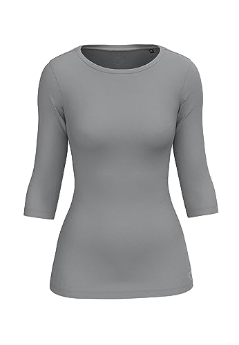 BOVIVA 30200 Damen Basic Boat Neck Uboot U Boot Ausschnitt Boatneck 3/4 arm dreiviertelarm T-Shirt Oberteile Shirts aus Baumwolle einfarbig Sommer Venus Silver Cloud,36 von BOVIVA