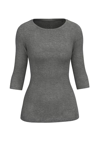 BOVIVA 30202 Damen Basic Boat Neck Uboot U Boot Ausschnitt Boatneck 3/4 arm dreiviertelarm T-Shirt Oberteile Shirts Melange Juno Dark Grey Melange,42 von BOVIVA