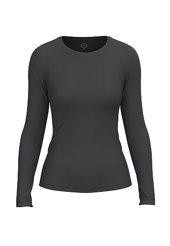 BOVIVA Bamboo 10309 Damen Basic Rundhals (Round-Neck) Longsleeve Langarm T-Shirt (Tshirt) /Jersey Oberteile, Basics und Shirts aus Viskose einfarbig, Bambus Soft Bamboo Black,40 von BOVIVA