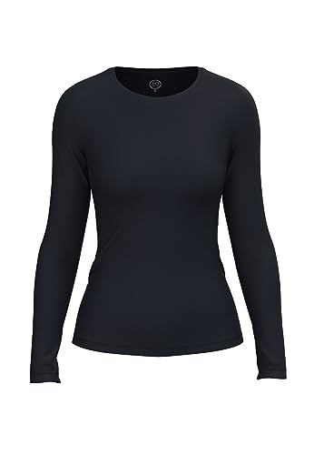 BOVIVA Bamboo 10309 Damen Basic Rundhals (Round-Neck) Longsleeve Langarm T-Shirt (Tshirt) /Jersey Oberteile, Basics und Shirts aus Viskose einfarbig, Bambus Soft Bamboo Marine Classic,34 von BOVIVA