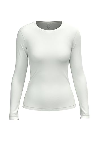 BOVIVA Bamboo 10309 Damen Basic Rundhals (Round-Neck) Longsleeve Langarm T-Shirt (Tshirt) /Jersey Oberteile, Basics und Shirts aus Viskose einfarbig, Bambus Soft Bamboo White,38 von BOVIVA