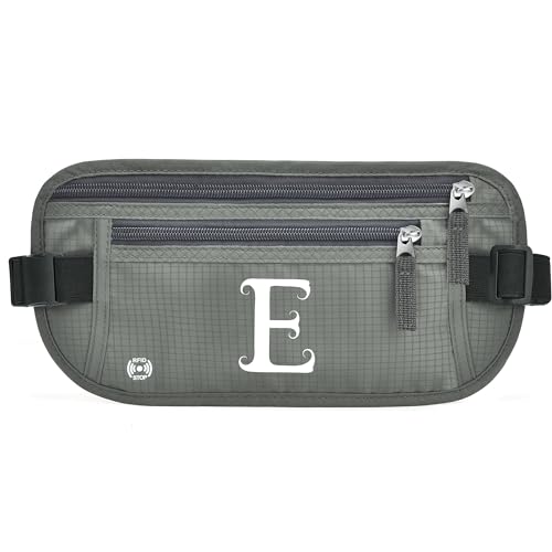 Gürteltasche mit Initialen für Damen und Herren, Hüfttasche für alle Smartphones, Laufgürtel für Reisen, Wandern, Radfahren, Wandern, Wandern, Grün (Army Green), E von BOVOGAVA