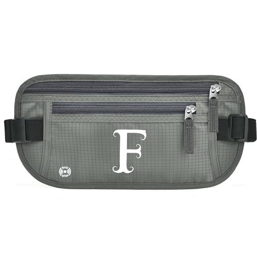 Gürteltasche mit Initialen für Damen und Herren, Hüfttasche für alle Smartphones, Laufgürtel für Reisen, Wandern, Radfahren, Wandern, Wandern, Grün (Army Green), F von BOVOGAVA