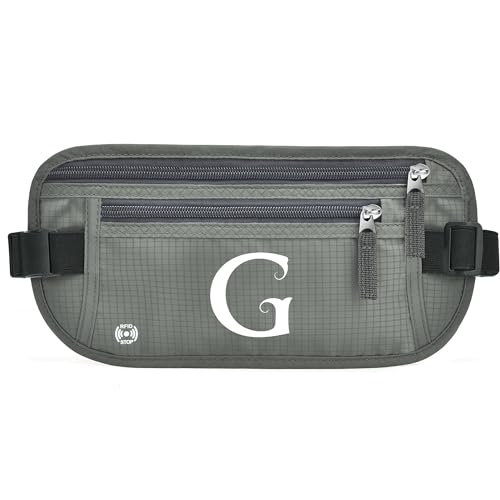 Gürteltasche mit Initialen für Damen und Herren, Hüfttasche für alle Smartphones, Laufgürtel für Reisen, Wandern, Radfahren, Wandern, Wandern, Grün (Army Green), G von BOVOGAVA