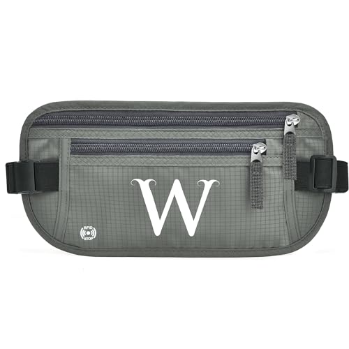 Gürteltasche mit Initialen für Damen und Herren, Hüfttasche für alle Smartphones, Laufgürtel für Reisen, Wandern, Radfahren, Wandern, Wandern, Grün (Army Green), W von BOVOGAVA