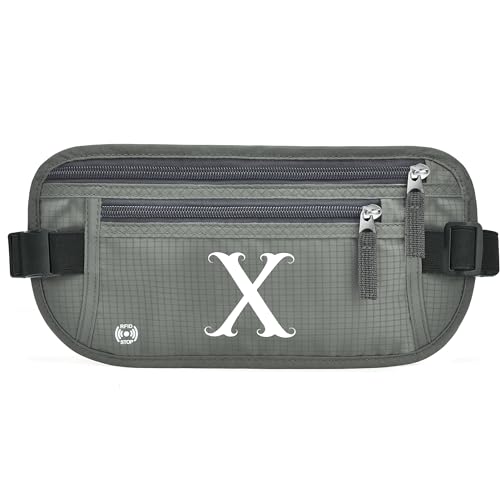 Gürteltasche mit Initialen für Damen und Herren, Hüfttasche für alle Smartphones, Laufgürtel für Reisen, Wandern, Radfahren, Wandern, Wandern, Grün (Army Green), X von BOVOGAVA