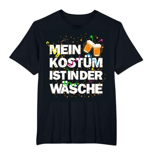 BOVOSHA Karneval Kostüm Herren FÜR Damen Tshirts Mein Kostüm ist in der Wäsche Tops Fasching Lustig (Black, XL) von BOVOSHA