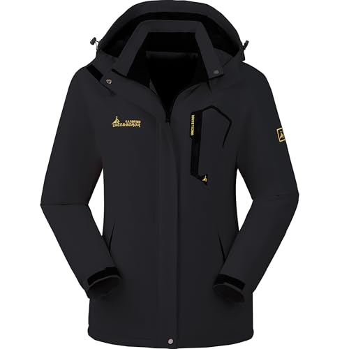 BOWOXO Wasserdichter warmer Winter-Schneemantel für Damen, Skijacke für Snowboarden, Wandern, W-schwarz, L BOWOXO Wasserdichter warmer Winter-Schneemantel für Damen, Skijacke für Snowboarden, Wandern, W-schwarz, L von BOWOXO