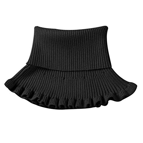 BOWTONG Damen Rollkragen Rippstrick Falscher Kragen Winter Winddicht Einfarbig Rüschen Gefälschter Kragen Abnehmbarer Schal Wrap Winter Halswärmer Einheitsgröße von BOWTONG
