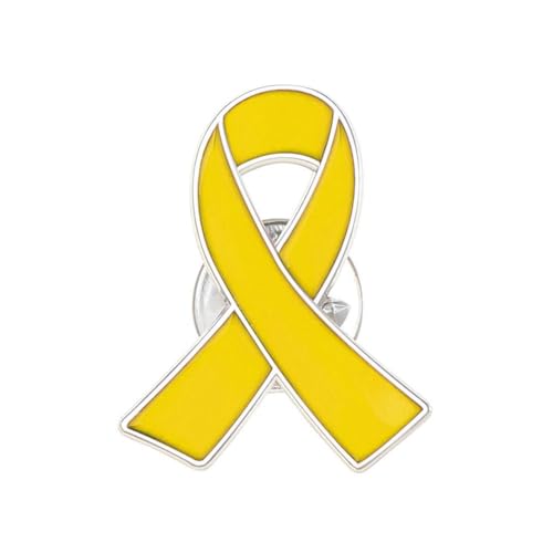 BOWTONG Ribbon Cancer Awareness Reversnadel, 1 Packung Brustkrebs-Bewusstseins-Anstecknadeln, Ribbo Metal Cancer Them Yellow Pin von BOWTONG