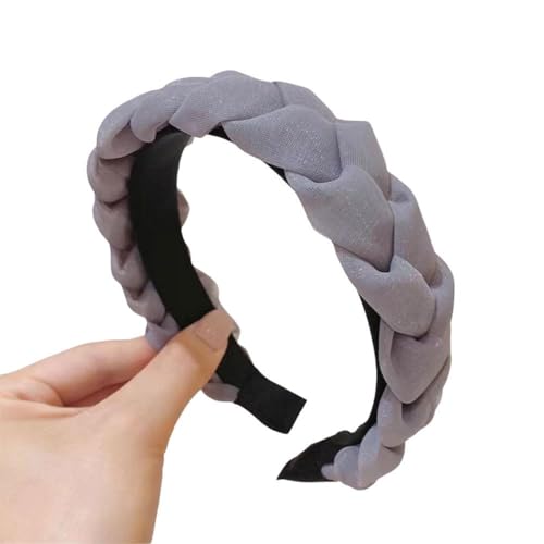 Haarband im französischen Stil, Retro-Stil, gedrehtes Zopfband, breite Seite, frisches Haar-Accessoire, einfache Creolen, Kopfbedeckung, Lorbeer, geflochtenes Haarband, goldfarbenes Metall, geflochten von BOWTONG