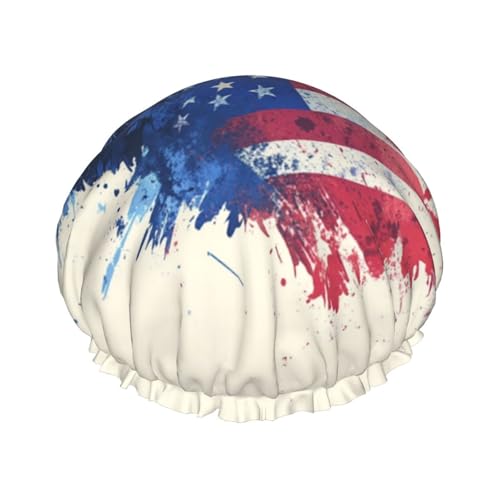 Adler Amerikanische Flagge Duschhauben für Frauen, wiederverwendbare Duschhaube, perfekte Duschhauben für langes Haar und den täglichen Gebrauch Adler Amerikanische Flagge Duschhauben für Frauen, wiederverwendbare Duschhaube, perfekte Duschhauben für langes Haar und den täglichen Gebrauch von BOXILTD