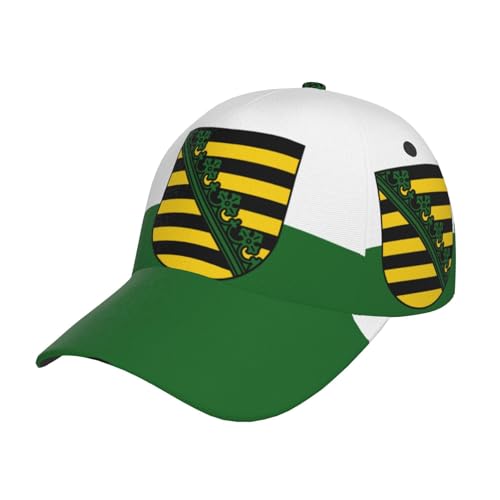 BOXILTD Baseballkappe mit Sachsenflagge, Unisex, Sport, verstellbare Größe, perfekt für Outdoor-Aktivitäten, Schwarz von BOXILTD