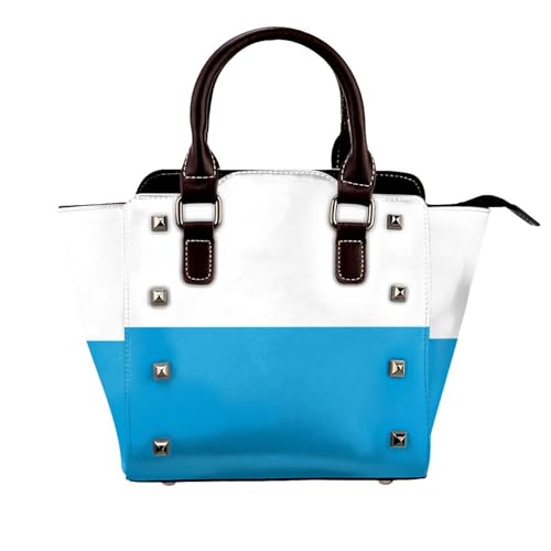 BOXILTD Bayerische Flagge Nieten Handtasche für Frauen - Damen Große Crossbody Tasche Leder Handtasche Geeignet für Tägliche Reisen Schwarz BOXILTD Bayerische Flagge Nieten Handtasche für Frauen - Damen Große Crossbody Tasche Leder Handtasche Geeignet für Tägliche Reisen Schwarz von BOXILTD