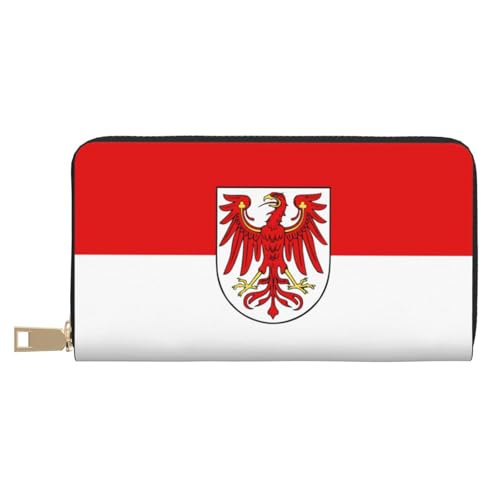 BOXILTD Braune Ledergeldbörse für Damen und Herren – lange Geldbörse mit Reißverschluss, großes Fassungsvermögen, Kreditkartenhalter, Reisegepäck, Brandenburger Flagge, One Size BOXILTD Braune Ledergeldbörse für Damen und Herren – lange Geldbörse mit Reißverschluss, großes Fassungsvermögen, Kreditkartenhalter, Reisegepäck, Brandenburger Flagge, One Size von BOXILTD