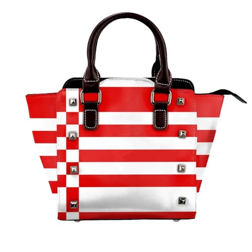 BOXILTD Bremen Flagge Nieten Handtasche für Frauen - Damen Große Crossbody Tasche Leder Handtasche Geeignet für Tägliche Reisen Schwarz BOXILTD Bremen Flagge Nieten Handtasche für Frauen - Damen Große Crossbody Tasche Leder Handtasche Geeignet für Tägliche Reisen Schwarz von BOXILTD