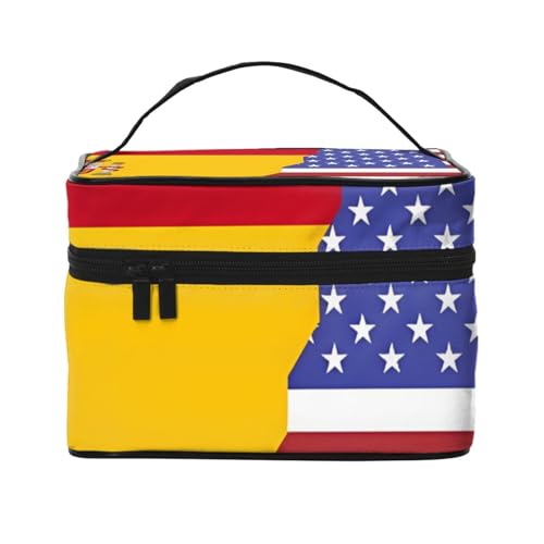 BOXILTD Cornwall Kosmetiktasche mit County-Flagge, große Kosmetiktasche für Damen, Reise-Make-up-Tasche für Zuhause, Fitnessstudio und lange Reisen, Schwarz, Amerikanische Spanien-Flagge BOXILTD Cornwall Kosmetiktasche mit County-Flagge, große Kosmetiktasche für Damen, Reise-Make-up-Tasche für Zuhause, Fitnessstudio und lange Reisen, Schwarz, Amerikanische Spanien-Flagge von BOXILTD