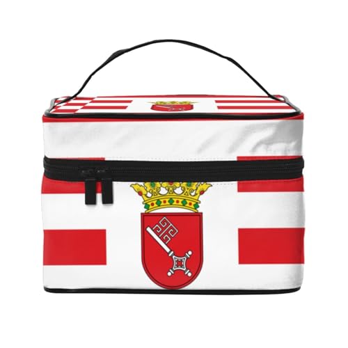 BOXILTD Cornwall Kosmetiktasche mit County-Flagge, große Kosmetiktasche für Damen, Reise-Make-up-Tasche für Zuhause, Fitnessstudio und lange Reisen, Schwarz, Banner Bremen, Einheitsgröße von BOXILTD