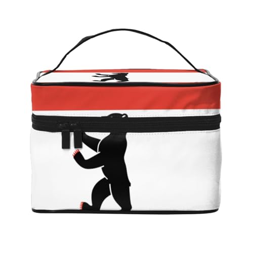 BOXILTD Cornwall Kosmetiktasche mit County-Flagge, große Kosmetiktasche für Damen, Reise-Make-up-Tasche für Zuhause, Fitnessstudio und lange Reisen, Schwarz, Flagge Berlin, Einheitsgröße von BOXILTD