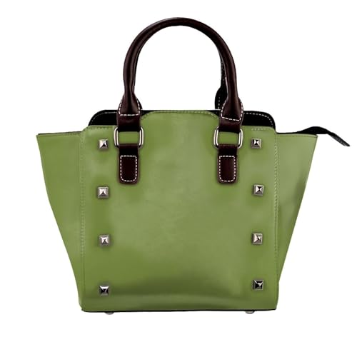 BOXILTD Dunkelgrüne Handtasche mit Nieten für Damen, große Umhängetasche, Leder, geeignet für den täglichen Gebrauch, Schwarz BOXILTD Dunkelgrüne Handtasche mit Nieten für Damen, große Umhängetasche, Leder, geeignet für den täglichen Gebrauch, Schwarz von BOXILTD