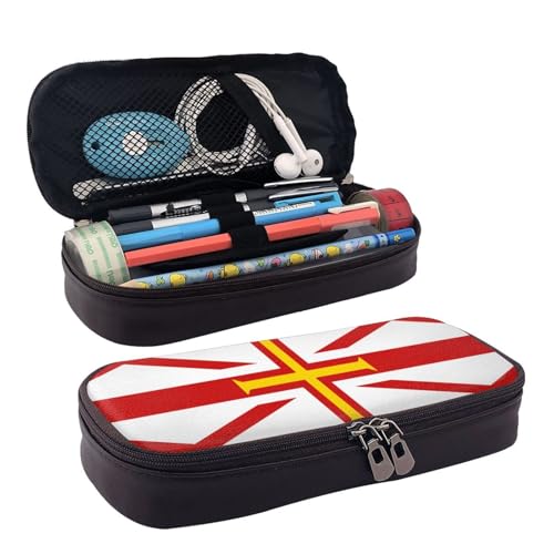 BOXILTD Federmäppchen aus Leder, Motiv: Flagge der Guernsey-Inseln, Mehrzweck-Federmäppchen mit Reißverschluss, niedlicher Stifthalter, geeignet für die Arbeit BOXILTD Federmäppchen aus Leder, Motiv: Flagge der Guernsey-Inseln, Mehrzweck-Federmäppchen mit Reißverschluss, niedlicher Stifthalter, geeignet für die Arbeit von BOXILTD