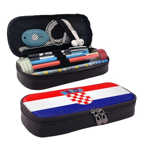 BOXILTD Federmäppchen aus Leder mit Flagge der Republik Kroatien, Mehrzweck-Federmäppchen mit Reißverschluss, niedlicher Stifthalter, geeignet für die Arbeit BOXILTD Federmäppchen aus Leder mit Flagge der Republik Kroatien, Mehrzweck-Federmäppchen mit Reißverschluss, niedlicher Stifthalter, geeignet für die Arbeit von BOXILTD
