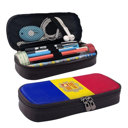 BOXILTD Federmäppchen aus Leder mit Flagge von Andorra, Mehrzweck-Federmäppchen mit Reißverschluss, niedlicher Stifthalter, geeignet für die Arbeit BOXILTD Federmäppchen aus Leder mit Flagge von Andorra, Mehrzweck-Federmäppchen mit Reißverschluss, niedlicher Stifthalter, geeignet für die Arbeit von BOXILTD