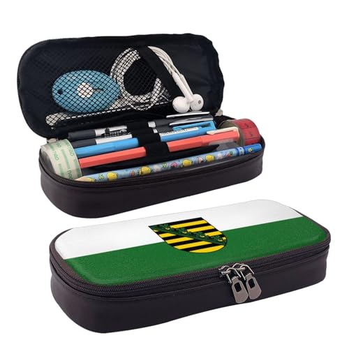 BOXILTD Federmäppchen aus Leder mit Sachsenflagge – Mehrzweck-Federmäppchen mit Reißverschluss, ein niedlicher Stifthalter, geeignet für die Arbeit BOXILTD Federmäppchen aus Leder mit Sachsenflagge – Mehrzweck-Federmäppchen mit Reißverschluss, ein niedlicher Stifthalter, geeignet für die Arbeit von BOXILTD