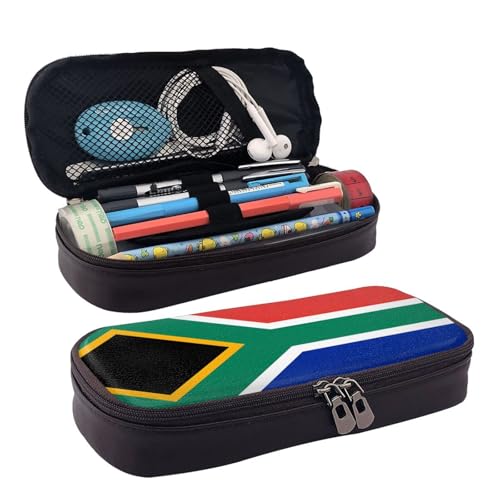 BOXILTD Federmäppchen aus Leder mit Südafrika-Flagge, Mehrzweck-Federmäppchen mit Reißverschluss, niedlicher Stifthalter, geeignet für die Arbeit BOXILTD Federmäppchen aus Leder mit Südafrika-Flagge, Mehrzweck-Federmäppchen mit Reißverschluss, niedlicher Stifthalter, geeignet für die Arbeit von BOXILTD