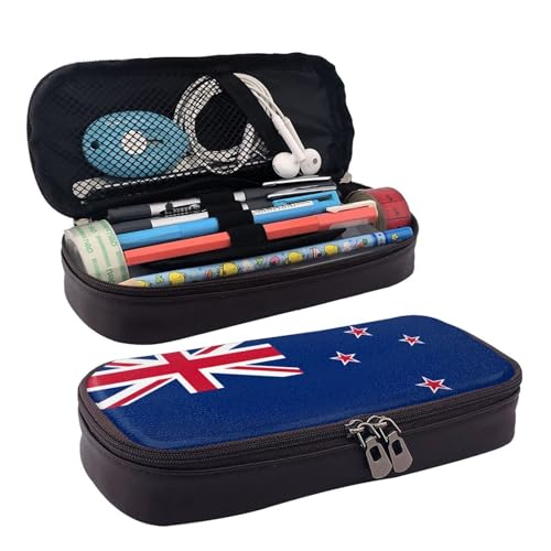 BOXILTD Federmäppchen aus Leder mit neuseeländischer Flagge, Mehrzweck-Federmäppchen mit Reißverschluss, niedlicher Stifthalter, geeignet für die Arbeit BOXILTD Federmäppchen aus Leder mit neuseeländischer Flagge, Mehrzweck-Federmäppchen mit Reißverschluss, niedlicher Stifthalter, geeignet für die Arbeit von BOXILTD