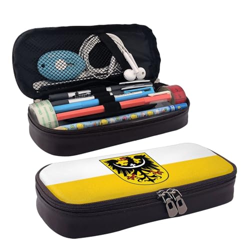 BOXILTD Federmäppchen aus Leder mit schlesischer Flagge, Mehrzweck-Federmäppchen mit Reißverschluss, niedlicher Stifthalter, geeignet für die Arbeit BOXILTD Federmäppchen aus Leder mit schlesischer Flagge, Mehrzweck-Federmäppchen mit Reißverschluss, niedlicher Stifthalter, geeignet für die Arbeit von BOXILTD