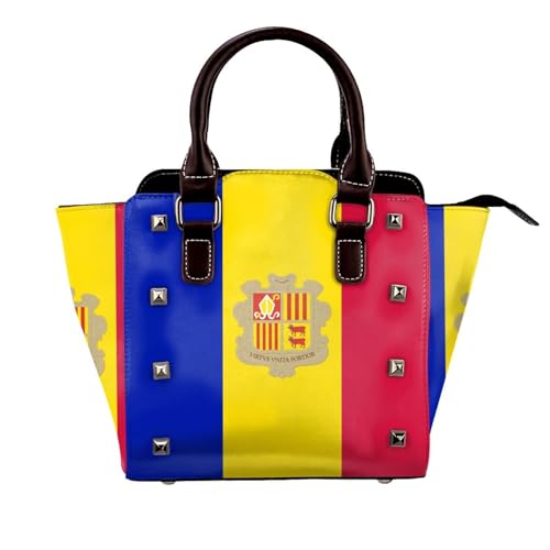 BOXILTD Flag of Andorra Nieten Handtasche für Frauen - Damen Große Crossbody Tasche Leder Handtasche Geeignet für Tägliche Reisen Schwarz BOXILTD Flag of Andorra Nieten Handtasche für Frauen - Damen Große Crossbody Tasche Leder Handtasche Geeignet für Tägliche Reisen Schwarz von BOXILTD